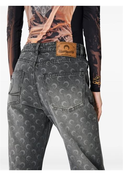 jeans moon laser grey wash denim straight donna grigi MARINE SERRE | WPA128BCDEN0006DK90